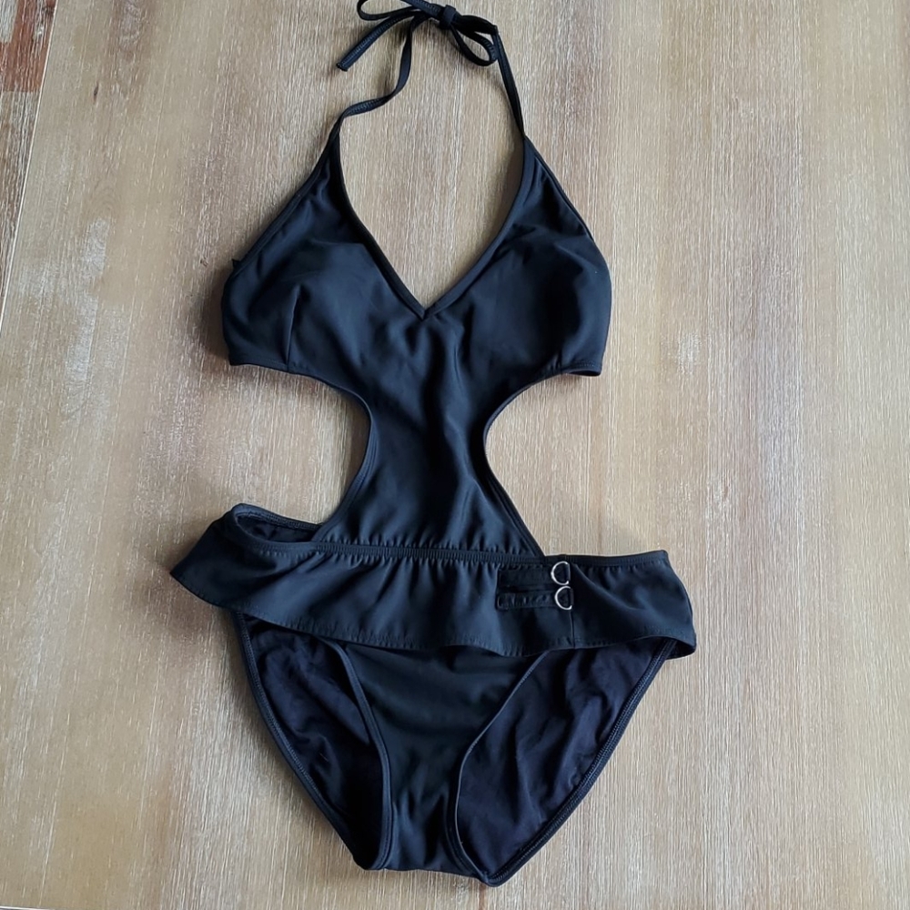 Black One Piece Monokini Swimsuit NWOT